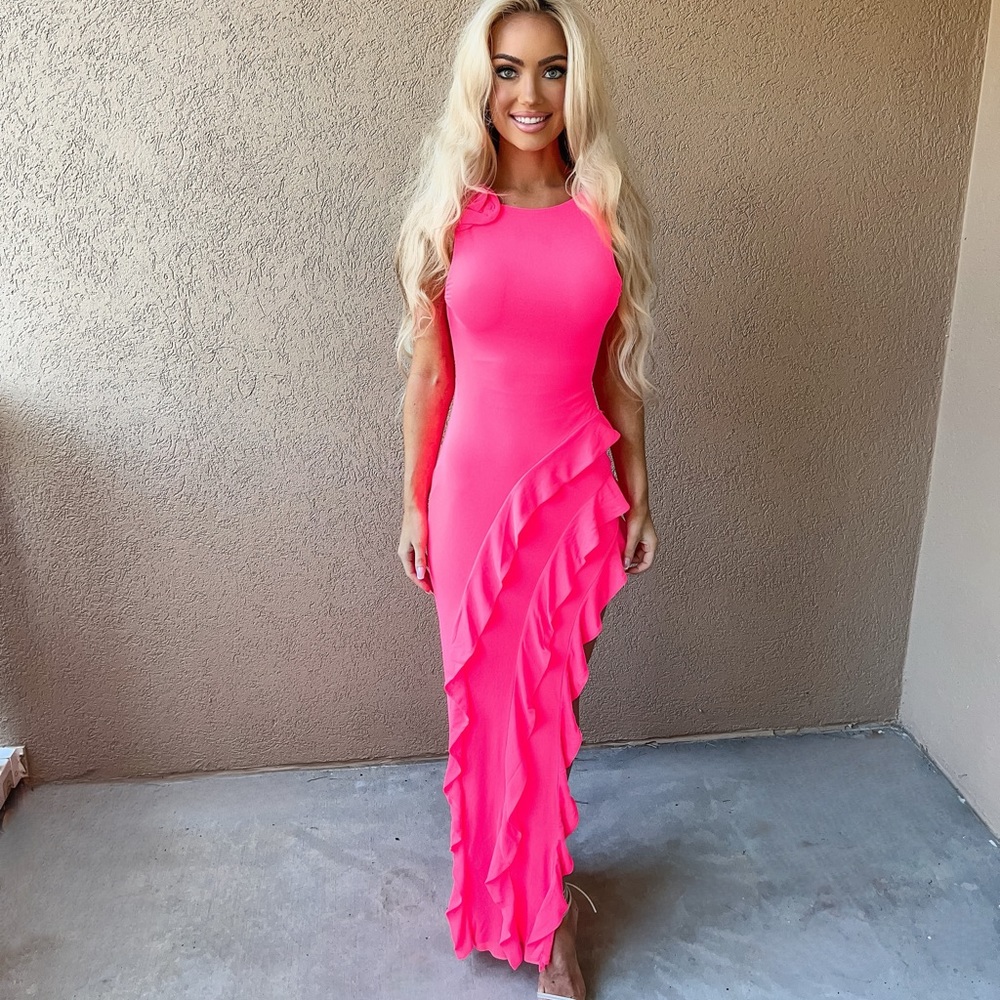 AFRM Airess‎ Maxi Ruffle Dress in Pink - Picture 5 of 7
